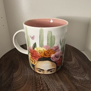 Floral Cactus Mug with Pink Interior Prima Design Frida Kahlo Floral Cactus